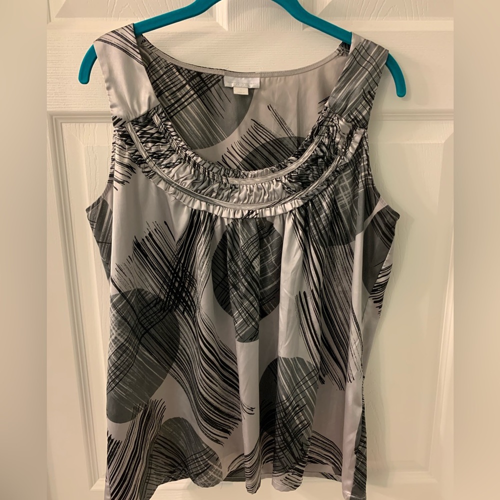 New York and Company Black Grey Silver Tank Top Shell Size L